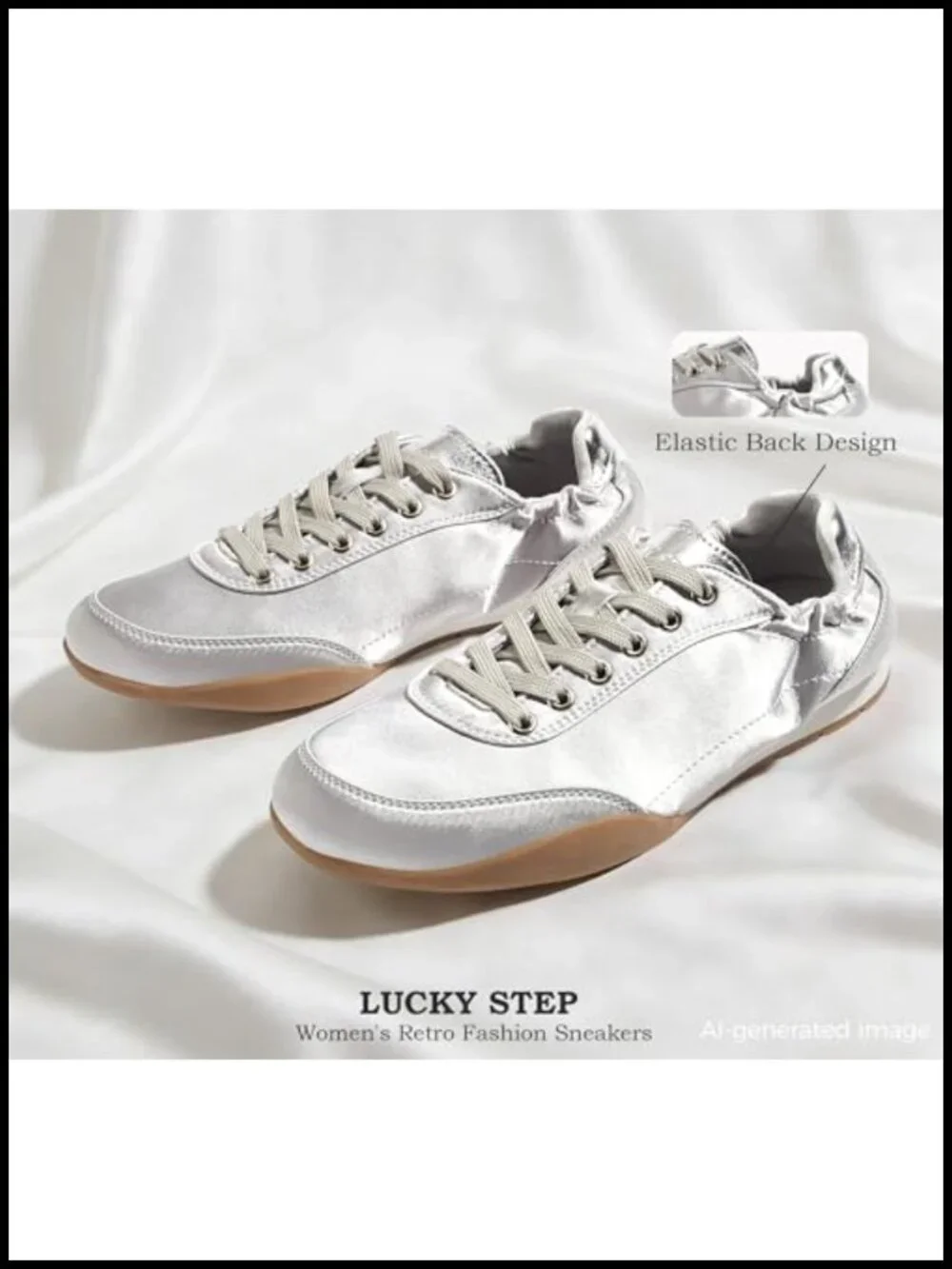 Retro Fashion Sneakers - Lightweight Walking Shoes with Non Slip Satin Upper